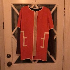 Tibi sample pink sweater brown leather jacket